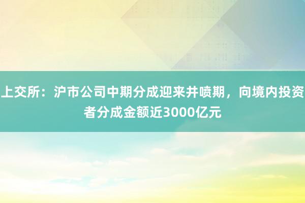 上交所：沪市公司中期分成迎来井喷期，向境内投资者分成金额近3000亿元