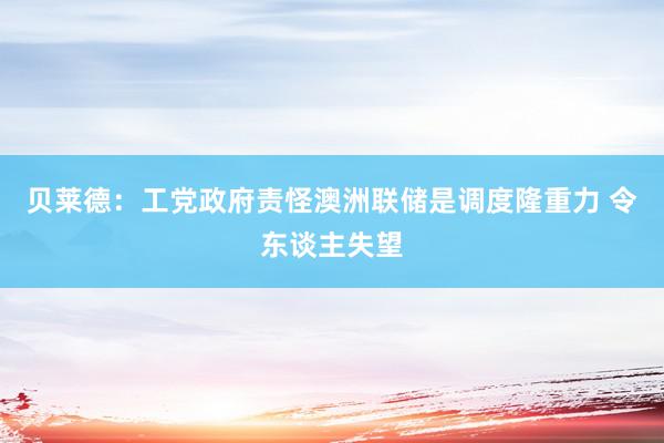 贝莱德：工党政府责怪澳洲联储是调度隆重力 令东谈主失望