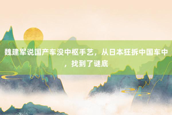 魏建军说国产车没中枢手艺，从日本狂拆中国车中，找到了谜底