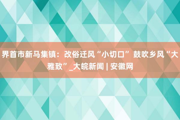 界首市新马集镇：改俗迁风“小切口” 鼓吹乡风“大雅致”_大皖新闻 | 安徽网