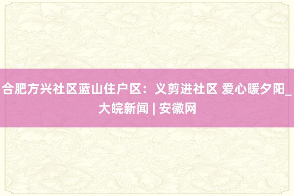 合肥方兴社区蓝山住户区：义剪进社区 爱心暖夕阳_大皖新闻 | 安徽网